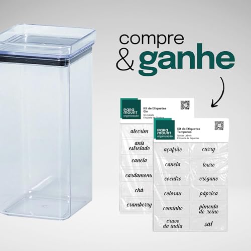 Kit Potes Herméticos Lumini 700ml Paramount | Potes Plásticos Para Armazenamento De Alimentos, Organização De Cozinha, Geladeiras E Armários, Tampa Com Vedação, Empilháveis Em Acrílico 6 e 12 un (6)