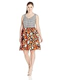 Taylor Dresses Women's Plus-Size V Neck Stripe Top Floral Bottom Scuba