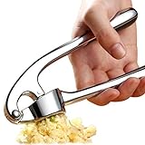 Garlic Press, Stainless Steel Mincer and Crusher With Silicone Roller Peeler – Professional Grade, Dishwasher safe, Rust-proof