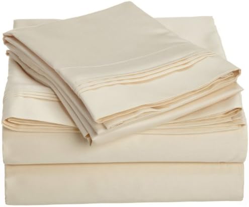 1000 Thread Count Egyptian Cotton Solid Sheet Set Color: Ivory, Size: Full