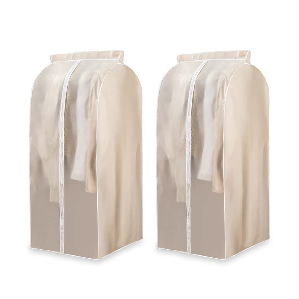 2 Pack Hanging Garment Bags for Closet Storage, 120cm Garment Covers Hanging Clothes Bag Organizer, Wardrobe Bag Sealed Clothes Cover Protector for Suit Coats Shirts (60×50×120)
