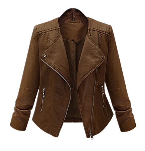 Allonly Women's PU Faux Leather Zip Up Moto Biker Bomber Jacket Coat Allonly Women's PU Faux Leather Zip Up Moto Biker Bomber Jacket Coat