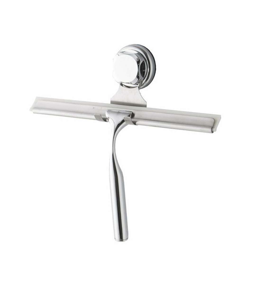 Compactor Bestlock Wall Mounted Shower Squeegee with Holder, Suction Cup Mounting, Supports up to 3 kg, Chrome, 25.4 x 5.5 x H.23.5 cm, RAN5317 Silver