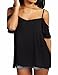 YesFashion Women Solid Flounce Short Sleeve Off-The-Shoulder Tops T-shirt