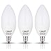 LOHAS 6watt LED Candle Light Bulb E12 Base, Warm White 2700k, 60W Equivalent LED Bulbs, 550lm, 180 Degree Beam, Not-dimmable, Pack of 3