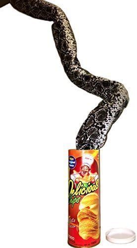 Sunplena hilarious gag gifts The Potato Chip Snake Can Jump Spring Snake Toy Gift April Fool Day Halloween Party Decoration Jokes In A Can Gag Gift Prank Large Size