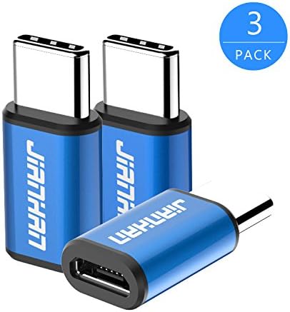USB C Adapter,JianHan [3 Pack] USB-C to Micro USB Adapter,Converts USB Type-C input to Micro USB for Macbook Pixel XL Nexus 5X 6P LG G5 G6 V20 ,Galaxy S8,HTC 10,Huawei P9,Nokia N1,OnePlus 2 (Blue)