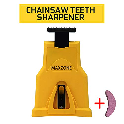 MAXZONE Chainsaw Sharpener, Chainsaw Teeth Sharpener Fast Sharping Stone Grinder Tools Chain Saw Blade Sharpener Fit 14/16/18/20 Inch Two Holes Chain Saw Bar with Extra Whetstones - Thumbnail 6