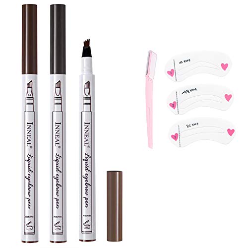 Eyebrow Tattoo Pen, 3PCS Microblading Eyebrow Pencil with a Micro-Fork Tip Applicator Long Lasting, Waterproof, Smudge Proof For Fuller Natural Looking Brows