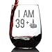 Bevvee - 39 + 1-40th Birthday Funny Stemless Wine Glass