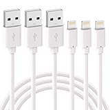 Phone Charger Rukini Charger Cable 3 Pack 3FT Fast Charger Charging Cable Cords Compatible with Phone X 8 8 Plus 7 7 Plus 6 6S 6 Plus 5S SE Pod Pad Mini, White