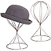 MyGift Rose Gold Tone Metal Wire Hat Holder Stand, Wig Display Rack, Fedora or Baseball Cap Storage Form, Set of 2