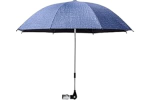 NAKAZAWA Convenient and Lightweight, Clip-On, Adjustable steering, The top of the umbrella can adjusted to bend, Universal, Umbrella Baby Stroller, Stroller Umbrella Attachment for Sun Protection denim blue
