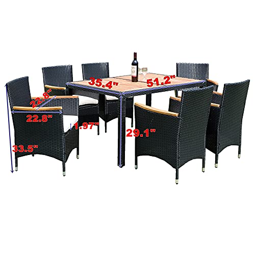 Modern 7Piece Outdoor Patio Dining Set with PE Rattan Wicker Dining