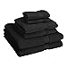 Superior Egyptian Cotton Pile 6 Piece Towel Set, Includes 2 Bath, 2 Hand, 2 Face Towels/Washcloths, Ultra Soft Luxury Towels, Thick Plush Essentials, Guest Bath, Spa, Hotel Bathroom, Black