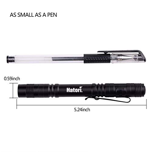[4 Pack] Hatori Mini LED Flashlight Set Battery-Powered Handheld Pen Light Tactical Torch with High Lumens for Camping, Outdoor and Emergency, 5.24 Inch - Thumbnail 2