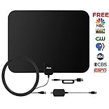 Ahere TV Antenna 50 Miles Range - Indoor Digital Amplified HDTV Antenna with Detachable Amplifier Signal Booster and 10FT Coaxial Cable - Black