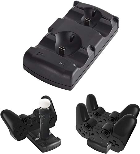 VSEER PS3 Controller Charging Dock Charging Station 2 in 1 with LED Light Indicator Compatible for Original PS3/MOVE Controller, Black