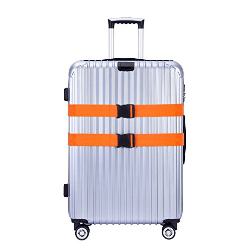 Hibate Adjustable Luggage Strap Suitcase Straps Bag Belt Travel Accessories - Orange, 4 Pack - Thumbnail 4