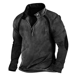 Mens Quarter Zip Pullover Vintage Fashion Long