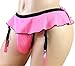 aishani Men's Pouch Panties Skirted Garter Thong Bikini Briefs Underpants,L Pink