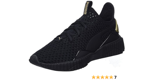 puma defy varsity mid black & gold shoes