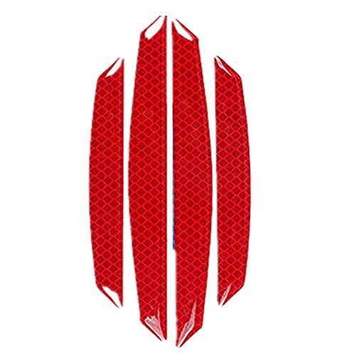 ZYTC 4pcs 3D Super Reflective Stickers Carbon Fiber Strips Car Side Door Edge Bumper Anti-Scratch Protection Guards Trim Stickers Universal (Diamond Red)