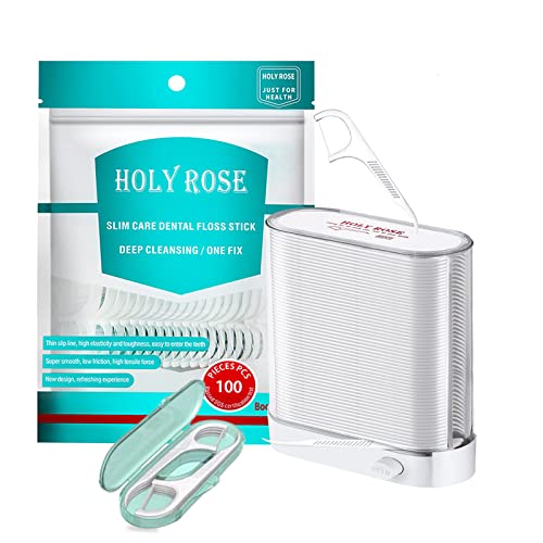 Dental Floss Picks Holy Rose,Pop Up White Flossers Dispenser,with Micro
