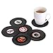 MECOWON Coasters Vinyl Record Disk Coaster for Drinks,Set of 6 Rockabilly Vinyl Coaster Set with Funny Labels, Protect Furniture from Water Marks & Damage