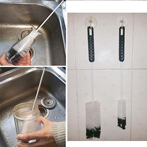 NewFerU Wire Bottle Cleaning Brush Set Small Large Thin Long Handle Utility Cleaner Bendable Flexible for Narrow Neck Skinny Spaces of Water Beer Wine Baby Bottles,Pipe,Tube,Flask,Decanter,Straw (4)