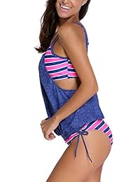 Tankini deportiva de dos piezas con malla estampada, para damaes adolescentes