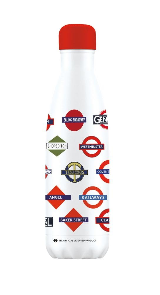 Museums & Galleries Insulated Drinks Bottle - Vintage London Underground Signs - 500ml Stainless Steel Bottle