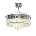 RS Lighting Unique Crystal Ceiling Fan and Light with Remote Control 36W LED 3 Changing Color Fan Chandelier Simple Style for Restaurant Living Room Bedroom-Chrome