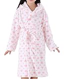 Roseate Girl's Plush Robe Soft Fleece Bathrobe Hooded with Pockets