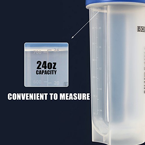 Bonison 24 Oz Shake Bottle With Flip Top Spout, Mixer Ball To Mix Protein Powder Easy Shaker Water Bottle (24OZ-Blue) - Thumbnail 4