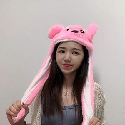Thboxes Cute Cartoon Figure Funny Girl Women Hat with Moving Ears for Summer None 60cm Without Light