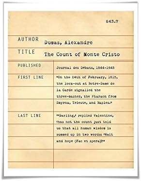 The Count of Monte Cristo by Alexandre Dumas. 2 Sizes. Literary Art Print. Library Card Poster. Reading Literature Quote. Book Lover. Librarian English Teacher Classroom