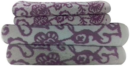 Livingston Home Luxurious 4-Piece / 2 Bath 2 Hand Towel Set Blush Botanical
