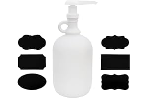 Darware Half Gallon Glass Pump Dispenser Bottle (White), 64-Ounce Jug with Pump for Sauces, Syrups, Soaps and More