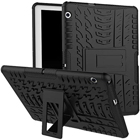 HUUH Case Compatible with Huawei MediaPad T5 10,TPU+PC 2-in-1 double-layer perfect protection, four-corner airbag design, concealed bracket, suitable for Huawei MediaPad T5 10.0 inches（black）
