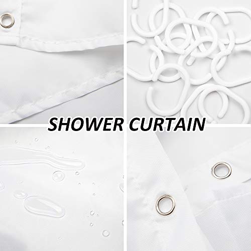 Shower Curtain Set with Bath Rug, Aurora Lanscape Bathroom Accessories Decor Polyester Fabric Shower Curtains with Hooks 60"x72" and Non-Slip Bath Mat 18"x30" - Thumbnail 5