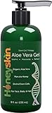 Organic Aloe Vera Leaf Gel - Face and Body Moisturizer for Sensitive Skin with Manuka Honey, Apple & Orchid Stem Cells - Hydrating Gel for Sunburn, Acne, Eczema, Psoriasis, Dry Skin & Scalp (8 oz)