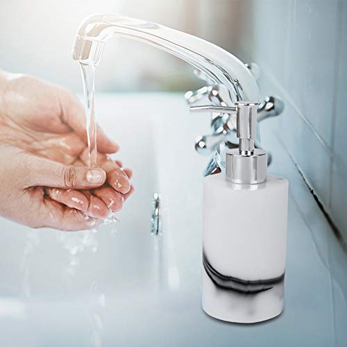SUNTA Soap Dispenser, Refillable Resin Marble Style Lotion Liquid Soap Shampoo Dispenser Pump Bottle Container for Kitchen, Bathroom - White (250ml/8.5oz) - Thumbnail 2