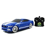 Jada Toys HyperChargers 1 16 Big Time Muscle R/C 2015 Mustang GT Vehicle, Blue with White Stripes