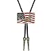 QUKE Native American Bald Eagle USA Flag Bolo Tie Genunie Leather for Men