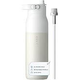 LARQ Bottle Swig Top 34oz - Insulated Stainless Steel Water Bottle With Built-In Silicone Handle | BPA Free | Reusable Water Bottle for Sports, Gym, and Travel, Granite White