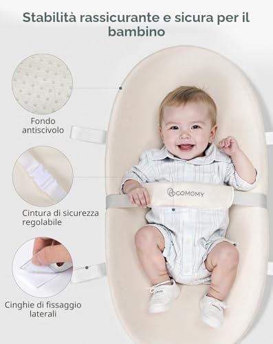 COMOMY Vegan Leather Changing Mat, 80 x 40 cm, Waterproof and Washable, with Safety Belt and Non-Slip Design, Soft Lightweight Changing Pad (Beige)