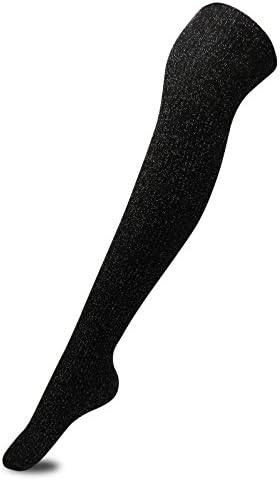 Womens Thigh High Socks Over the Knee Socks Warm Socks(Black,5-10Women Shoe)