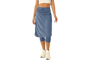 AURGELMIR Women 20" Knee Length Tennis Skirt with Built in Legging Golf Skirts Skirted Legging with Pockets