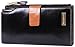 Borgasets Women's RFID Blocking Large Capacity Luxury Wax Genuine Leather Clutch Wallet Card Holder Organizer Ladies Purse Black